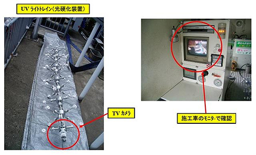 光硬化する前にTVカメラで確認